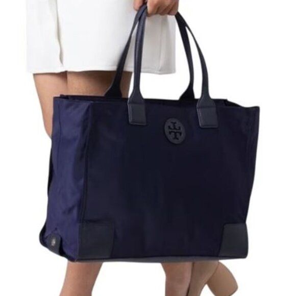 Tory Burch Navy Ella Large Nylon Tote Bag - Picture 1 of 10